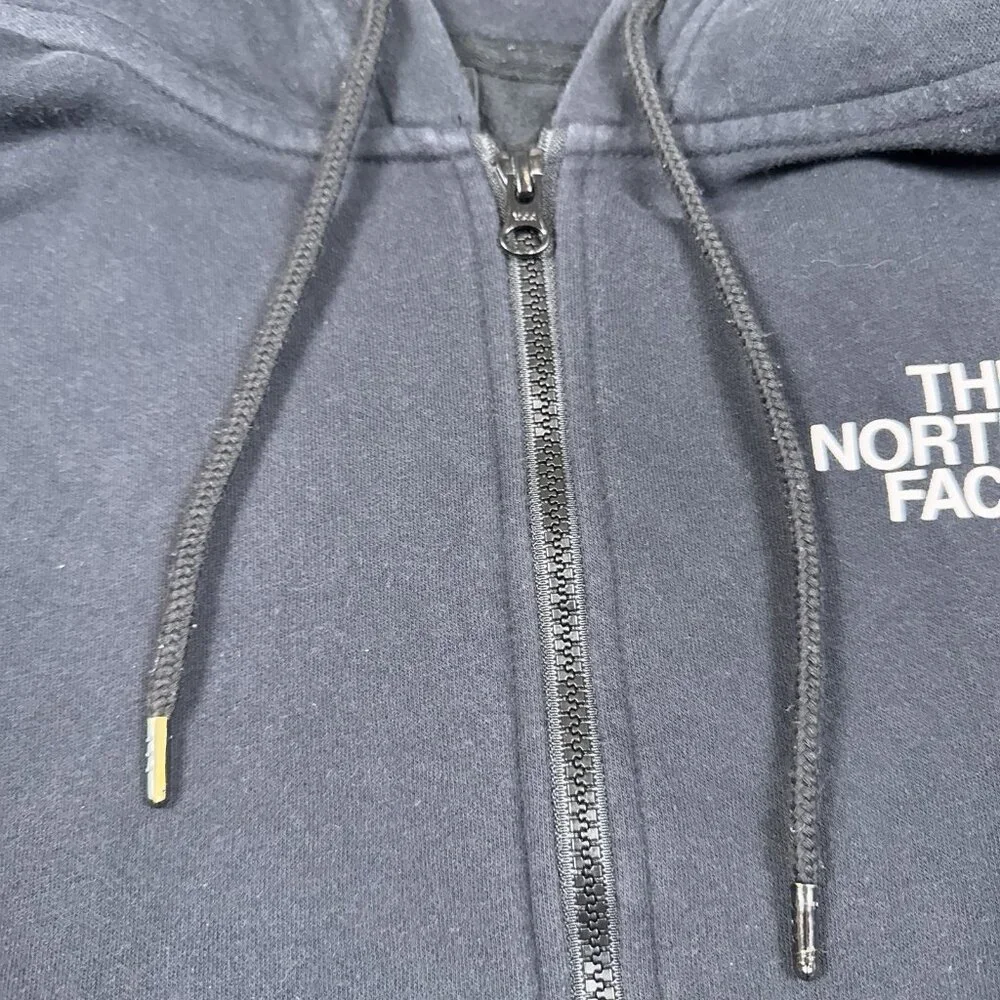 North Face Hoodie Mens Medium Black Spell Out Graphic Full Zip - Picture 8 of 16